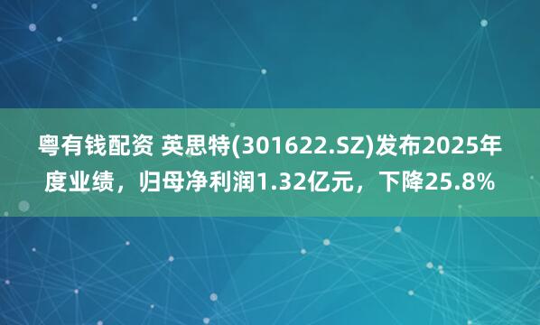 粤有钱配资 英思特(301622.SZ)发布2025年度业绩，归母净利润1.32亿元，下降25.8%