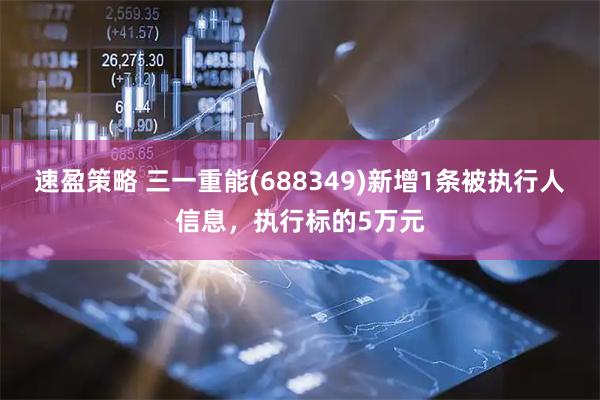速盈策略 三一重能(688349)新增1条被执行人信息，执行标的5万元
